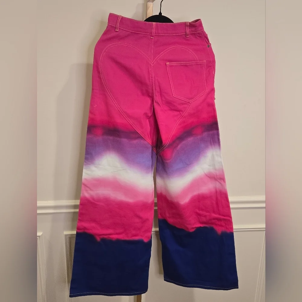 AREA Ombre Pink and Blue Tie-Dye Wide-leg Pants sz 25 - Picture 12 of 12